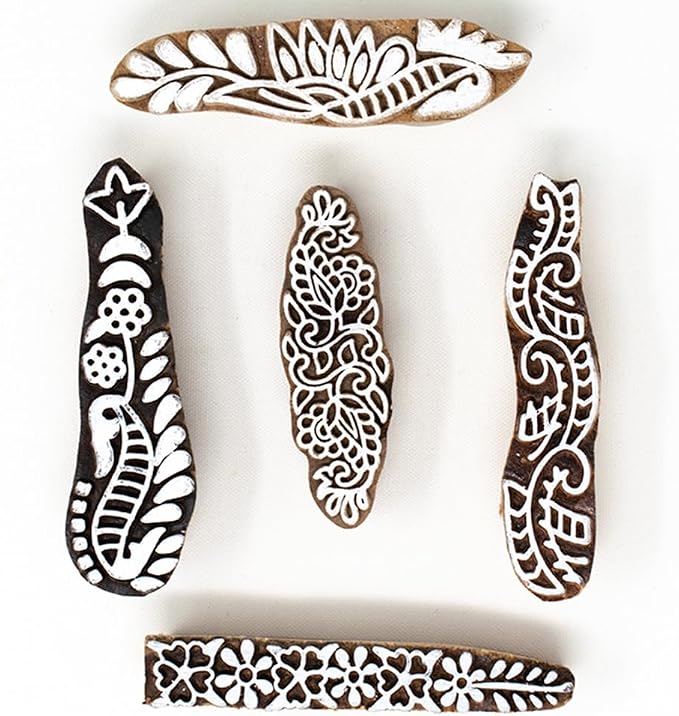 Mehndi Print Blocks Stylish Border Pattern Wooden Stamps by Hashcart