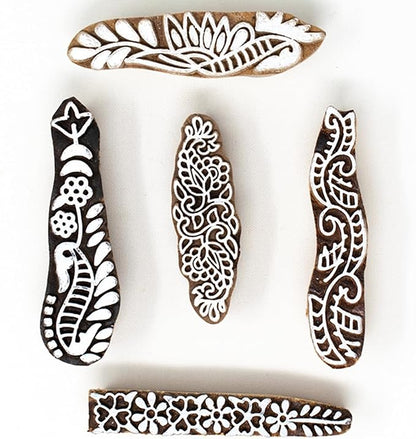 Mehndi Print Blocks Stylish Border Pattern Wooden Stamps by Hashcart