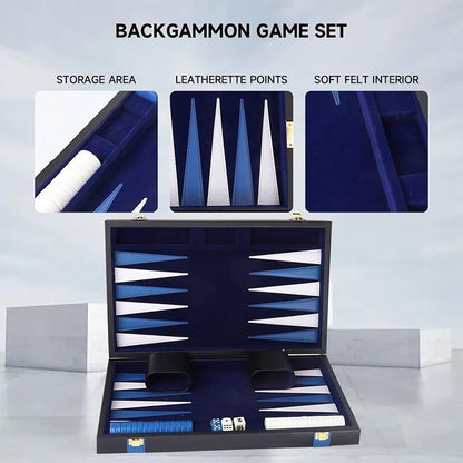 GSE Games & Sports Expert Premium Leather Backgammon Board Game Set, Classic - Image 3