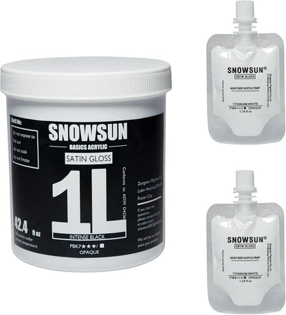 SNOWSUN Large Bulk Acrylic Paint, Basic Charcoal Black Acrylic Paint 1L /42.4 oz by PainttheLightofInspiration