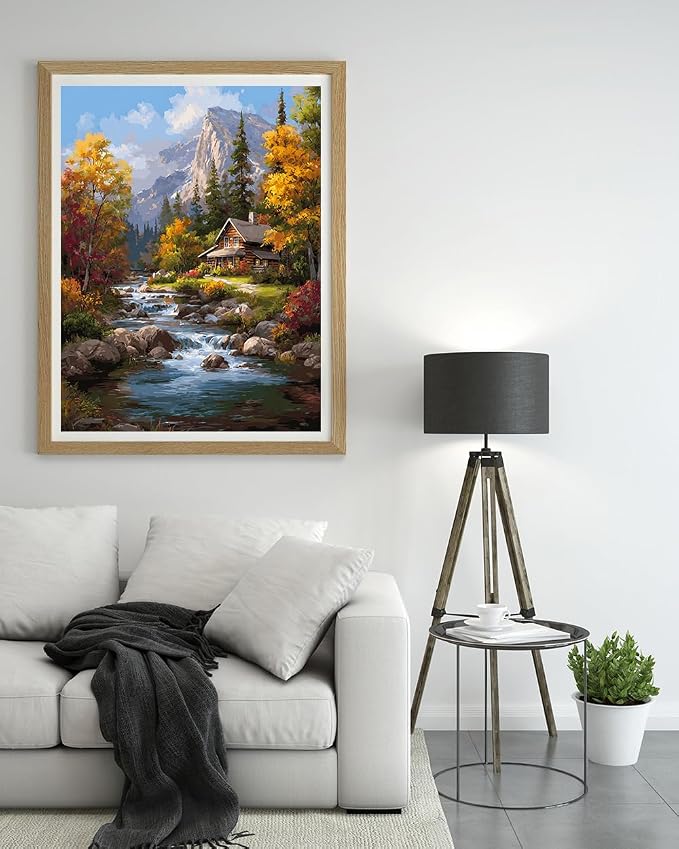 14CT Counted Cross Stitch Kits for Adults Advanced Mountains Lake Printed - Image 2