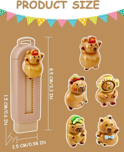 5 Pack Capybara Retractable Erasers, Cute Pencil Erasers - Image 2