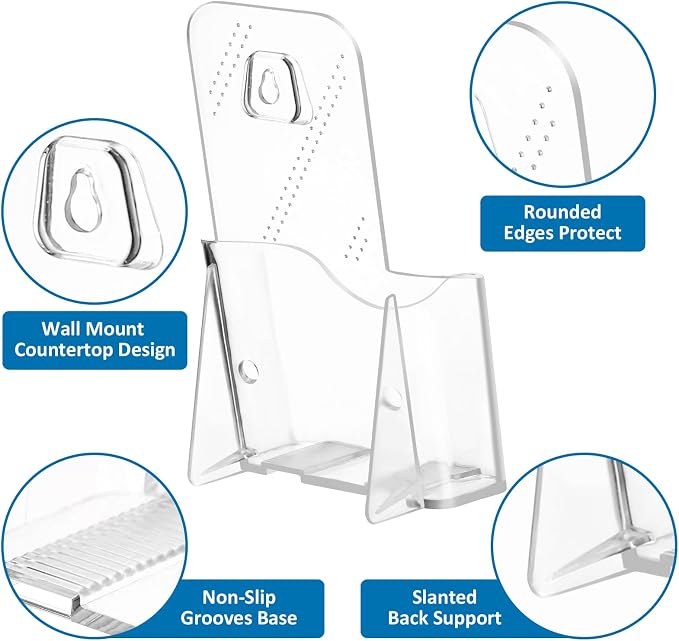 4Pcs Acrylic Brochure Holder, Plastic Trifold 4 Inches Wide Pamphlet Holder - Image 5
