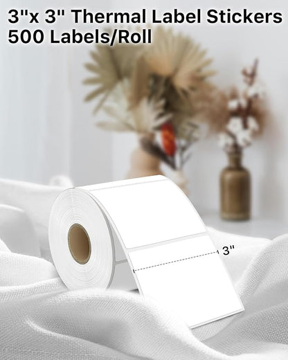 iEager White Square Thermal Label Stickers, 500 Sheets/Roll - Image 2
