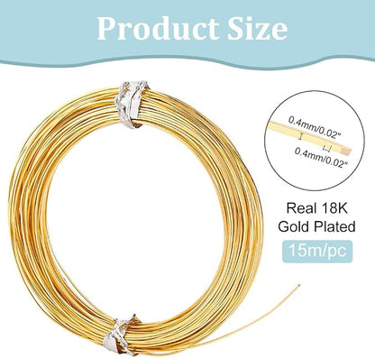 BENECREAT 26Gague 49.2 Feet Real 18K Gold Plated Square Brass Wire - Image 2