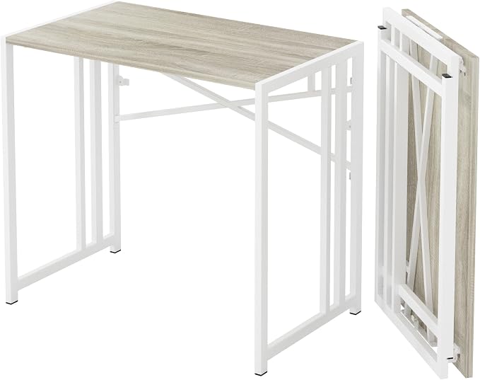 Small Folding Desk 35 inch, No Assembly Required Small Office Desk, Writing by Lutown-TeenHome