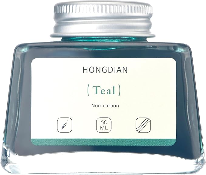 Hongdian Fountain Pen Bottled Ink Teal Color, 60ml Non Carbon Inkwell Bottle - Image 6