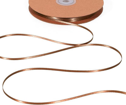 LaRibbons Brown Satin Ribbon 1/8 Inch 100 Yards Thin Luxury Double Faced Mocha by LaRibbons