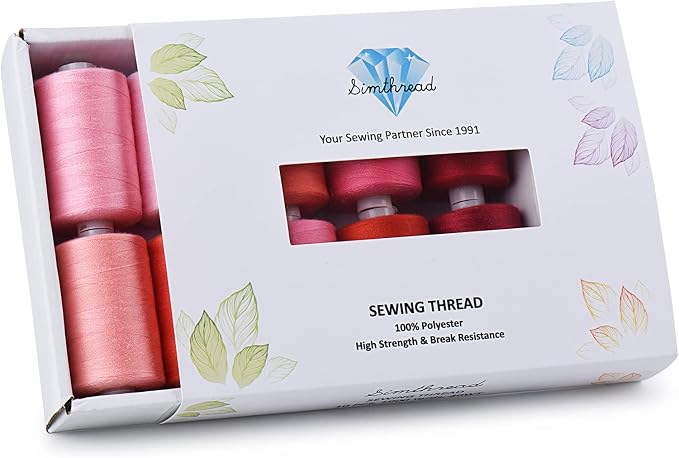 Simthread All Purpose Sewing Thread, 10 Spool Assorted Red Series 1000 Yards - Image 6