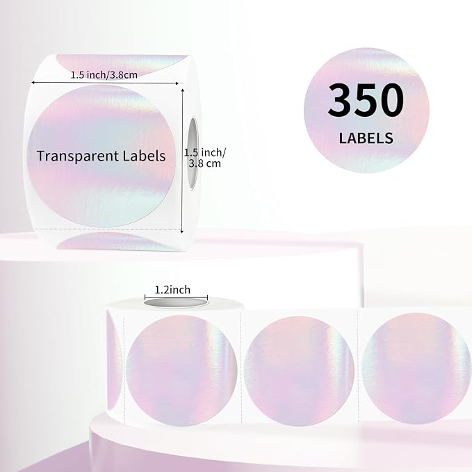 Transparent Thermal Labels Stickers 1.5 Inch, Perforation Line Design - Image 2