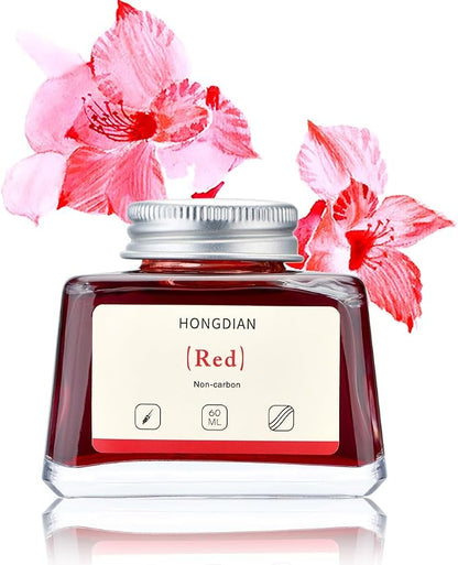 Hongdian Fountain Pen Bottled Ink Red, 60ml Fountain Pen Bottled Ink, Non Carbon by Asvine