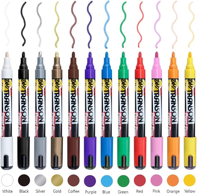TRANSON 12 Colors Permanent Paint Markers - Image 8