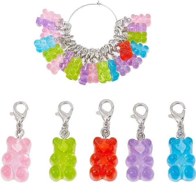 SUNNYCLUE 1 Box 30Pcs Stitch Markers Knitting Bear Stitch Marker Charms by SUNNYCLUE