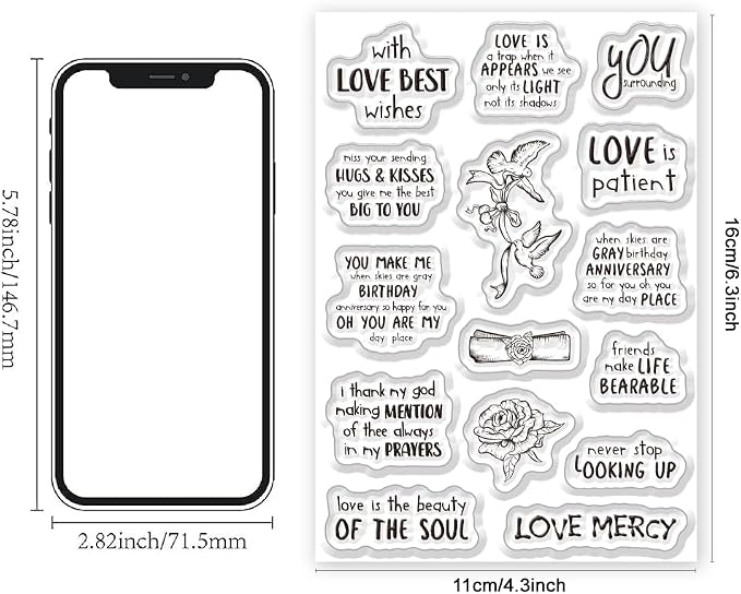 Inspirational Words Transparent Clear Stamps Flower Graduation Cards Silicone - Image 2