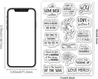 Inspirational Words Transparent Clear Stamps Flower Graduation Cards Silicone - Image 2