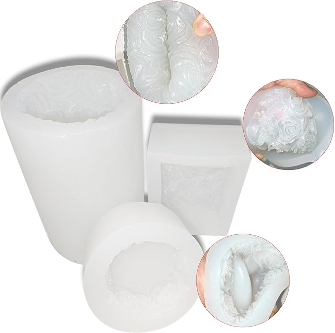 3PCS Rose Molds Silicone Candle Molds, Acxydm Valentine's Day Large Pillar - Image 5
