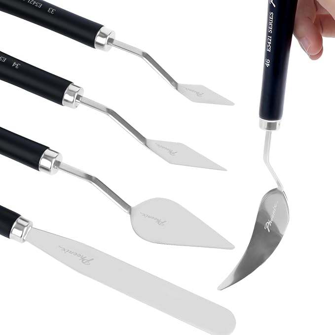 PHOENIX High Flexible Palette Knife Set, 5 Pieces Stainless Steel Painting - Image 2