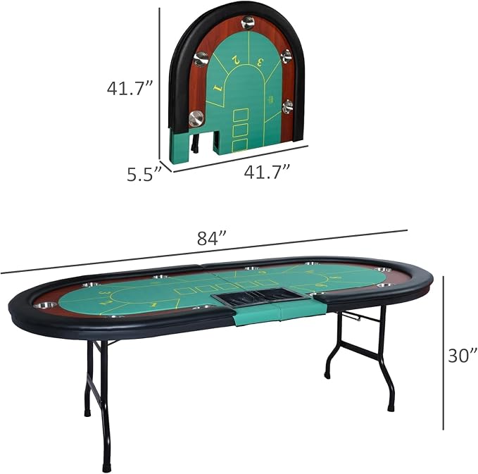 Upgrade 84" Folding Poker Table, 10 Players Oval Card Table - Image 7