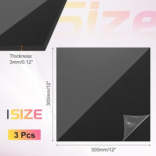 uxcell 3Pcs Acrylic Sheets 12x12 Inch Acrylic Panel 1/8 Inch-3mm Plastic Board - Image 2