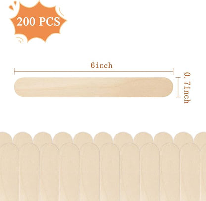 200Pcs Jumbo Wooden Craft Sticks Wooden Popsicle Craft Sticks Stick 6” Long x - Image 2