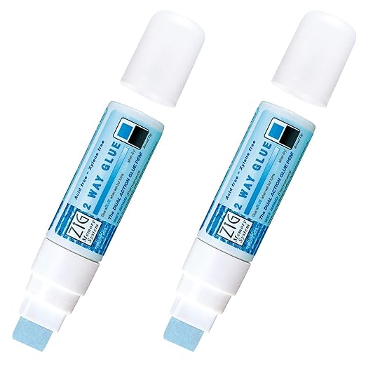 Kuretake Zig 2Way Glue Pen, 15mm Board Tip 2pcs Set, Quick Dry Liquid Stick by Kuretake