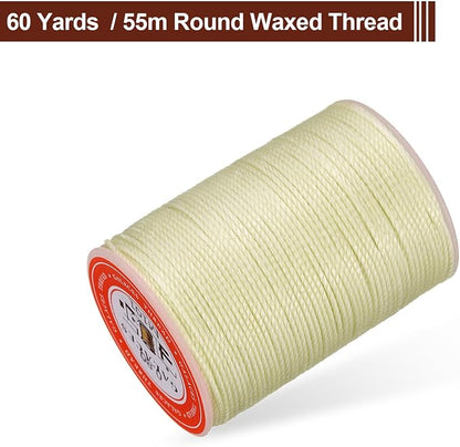 uxcell Round Leather Sewing Waxed Thread, 55m / 60 Yards Wax Polyester String - Image 3