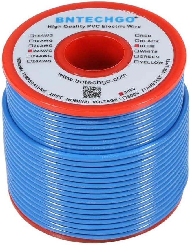 BNTECHGO 22 Gauge PVC 1007 Solid Electric Wire Blue 100 ft 22 AWG 1007 Hook Up - Image 2