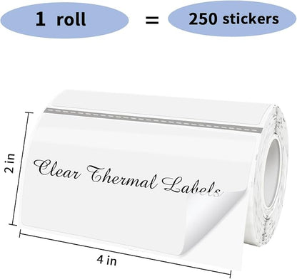 2" x 4" Transparent Thermal Label Stickers, Waterproof Thermal Printer Sticker - Image 3