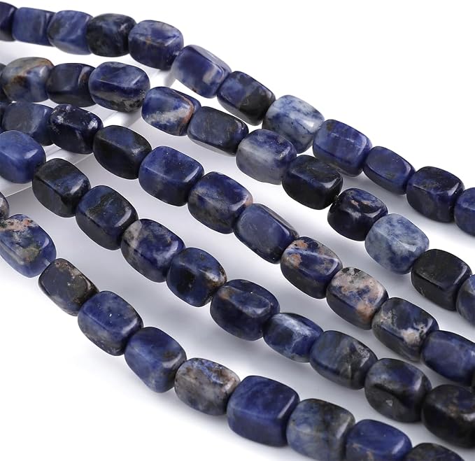 Natural Blue Sodalite Cuboid Stone Loose Semi Gemstone Beads - Image 5