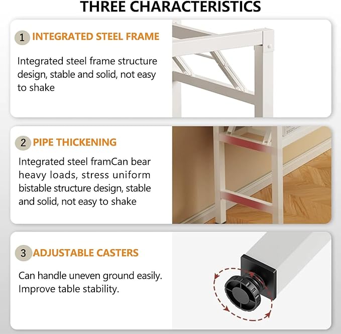 31.5 Inch Foldable Desks for Small Spaces, Foldable Desk No Assembly, Small - Image 3