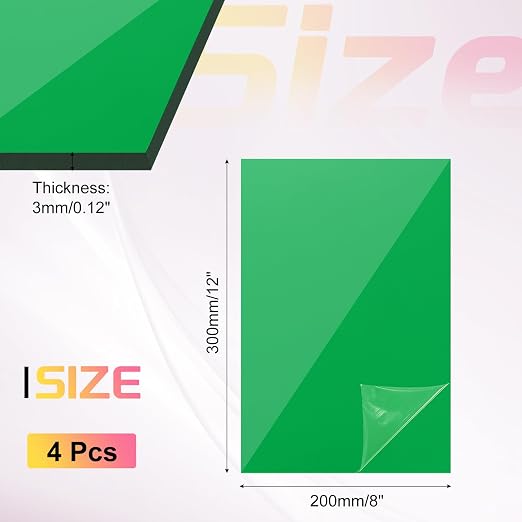 uxcell 4Pcs Acrylic Sheets 12x8 Inch Acrylic Panel 1/8 Inch-3mm Plastic Board - Image 2