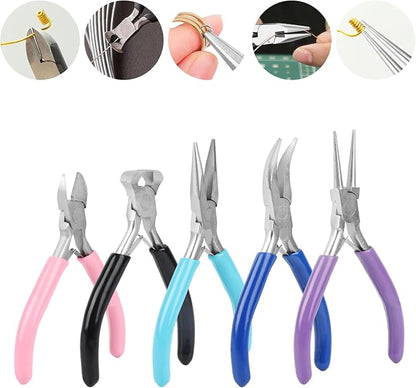 5 Pcs Jewelry Making Pliers Tools, Includes Needle, Bent & Zipper Pliers - Image 3