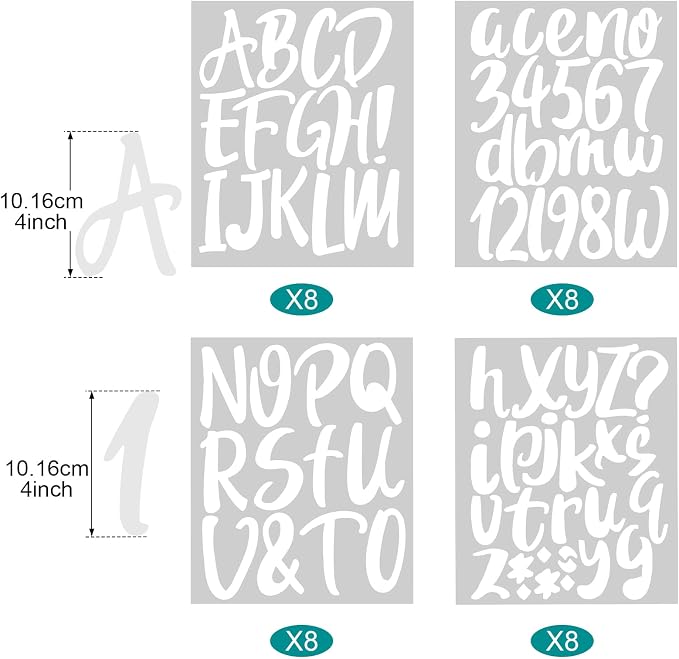 Outus 576 Pieces 8 Sheets Letters Stickers Self Adhesive Vinyl Letter Alphabet - Image 2