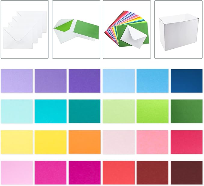 48 Pack Blank Folded Cards and Envelopes Colored Cards White Envelopes 5 x 7 - Image 4