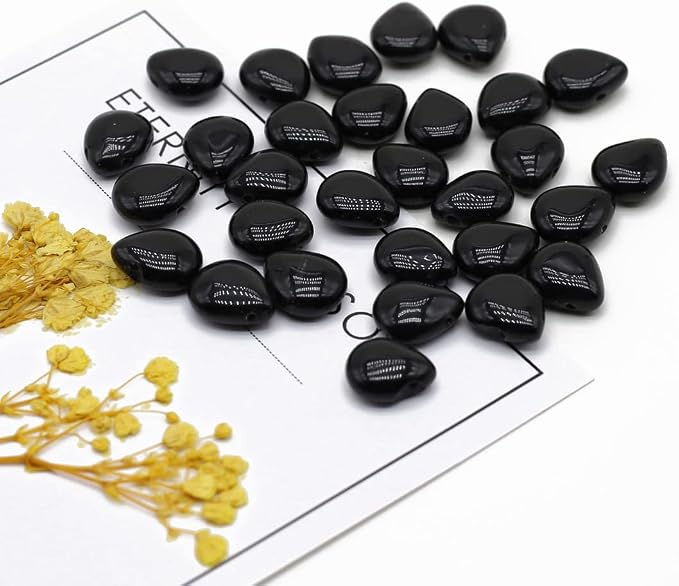 LE SKY 50 Pcs Natural Stone Beads Waterdrop Shape Healing Chakra Polished - Image 9