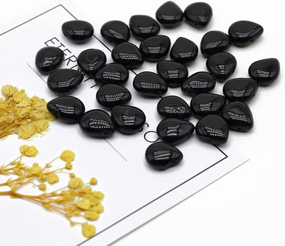 LE SKY 50 Pcs Natural Stone Beads Waterdrop Shape Healing Chakra Polished - Image 9
