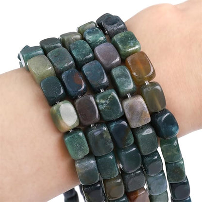 Natural Indian Agate Cuboid Stone Loose Semi Gemstone Beads - Image 4