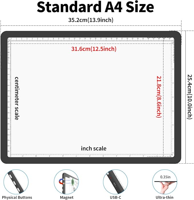 Phylosal Rechargeable A4 LED Light Pad - Image 2