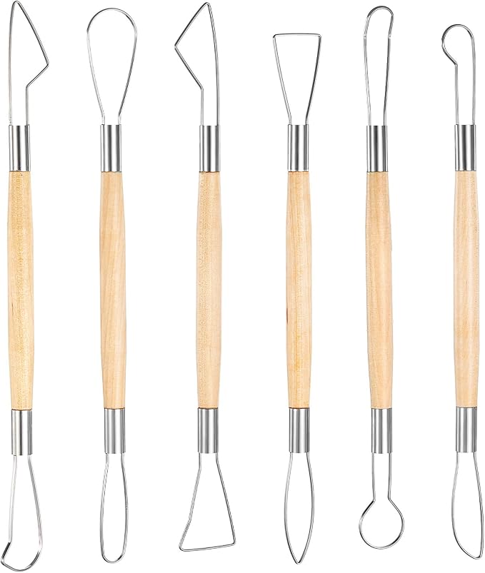 6Pcs Clay Sculpting Tools Ceramic Pottery Clay Ribbon Sculpting Tools Wooden by Unknown
