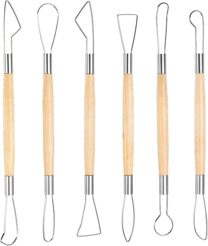 6Pcs Clay Sculpting Tools Ceramic Pottery Clay Ribbon Sculpting Tools Wooden by Unknown