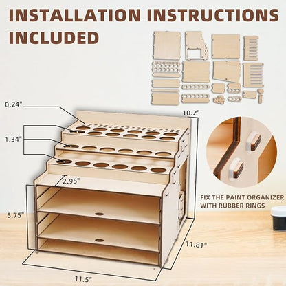 Model Paint Holder with Adjustable Storage, Wooden Miniature Model Paints - Image 4
