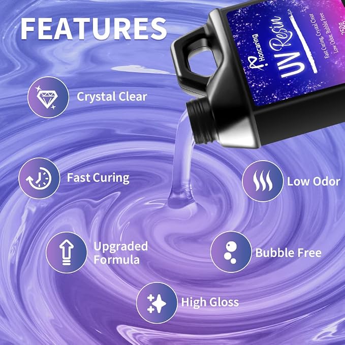 UV Resin 1000g, Hard Type Clear Beginner-Friendly Kit, Upgraded Formula & - Image 2