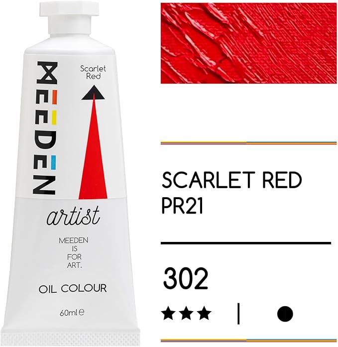 MEEDEN Artist Grade Oil Paint: Scarlet Red - 60ml/2oz Tube - Professional Art - Image 2