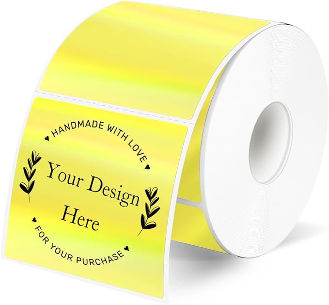 Square Thermal Labels Stickers 2" x 2", Holographic Thermal Stickers Labels by Unknown