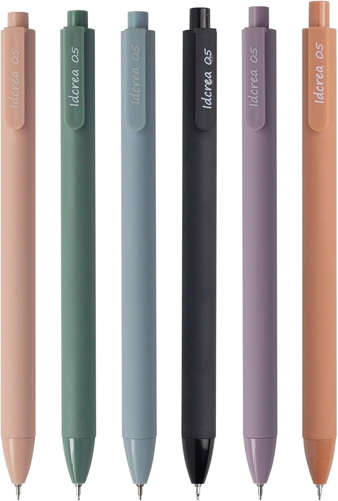 ldcrea Gel Pens 0.5 Fine Tip, Silky Grip, 6 Pack by IDCREAOFFICESUPPLY