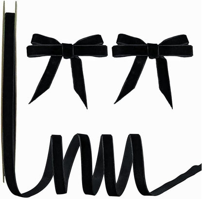 15 Yards Velvet Ribbon 3/8 Inch Single Face Black Velvet Ribbon Spool Prefect by Winjeto