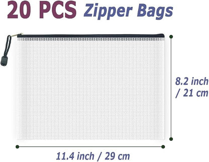 AUSTARK 20 Pcs Zipper File Bags, Plastic Mesh Pouch, Board Game Storage Bag - Image 2