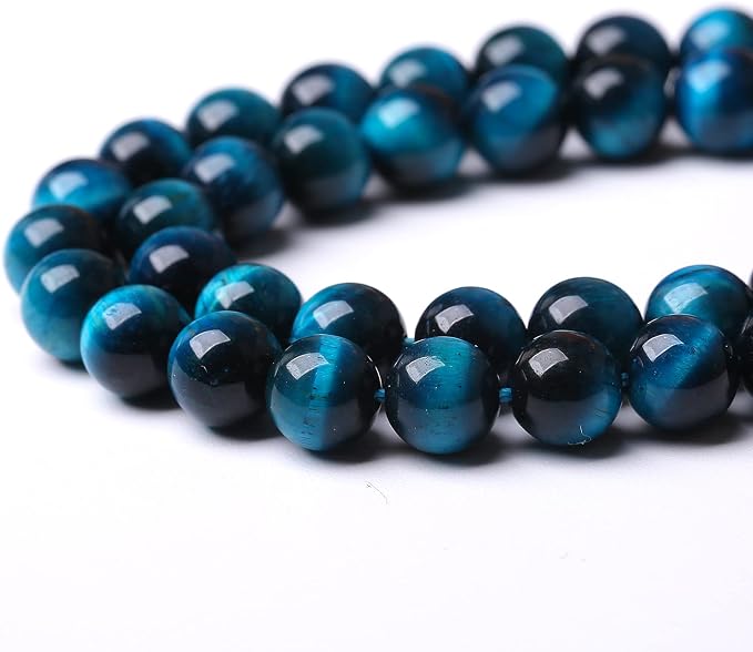 76PCS 10mm Blue Tiger Eye Gemstone Loose Beads Natural Round Loose Stone Beads - Image 4