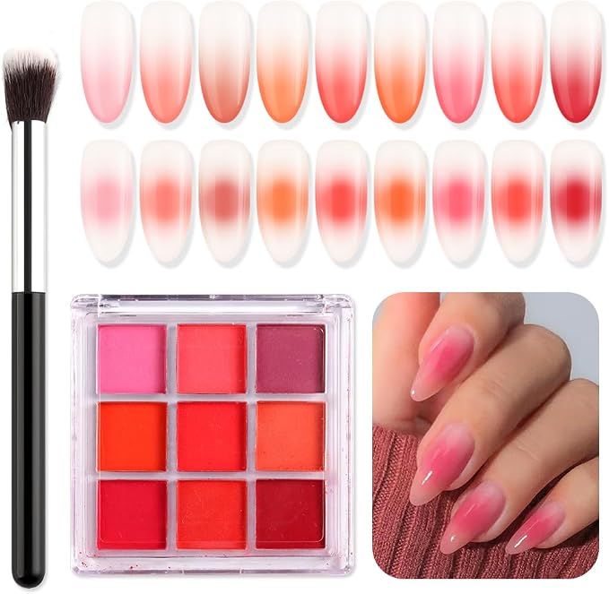 9 Colors Solid Neon Phosphor Ombre Nail Powder Set, Fluorescent Pigment Powder by SUTOKAKA