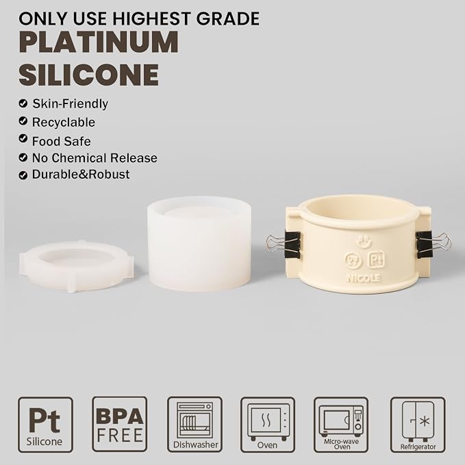 BOOWAN Nicole Simple Style Candle Vessels Silicone Mold, Candle Jar Mould - Image 7